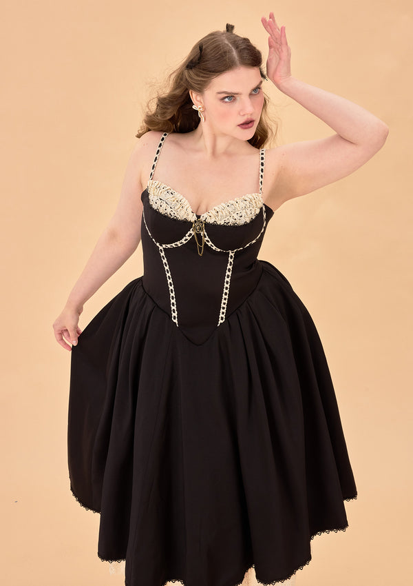 Eyelet skirt and corset creating perfect boho boudoir silhouette for curves